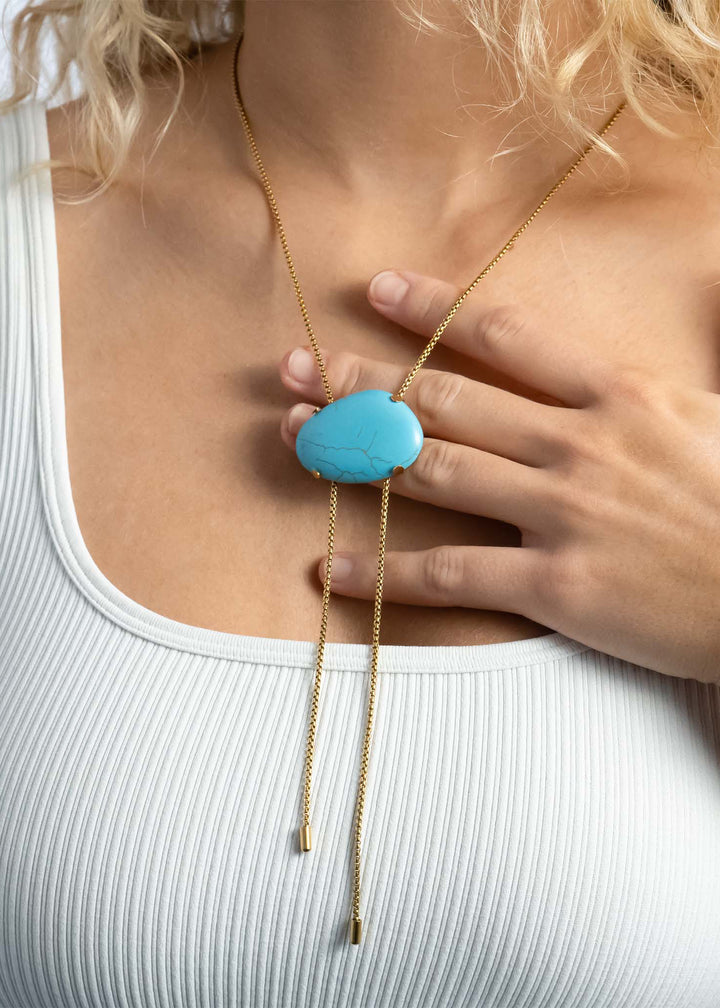 Turquoise Charm Bolo Necklace