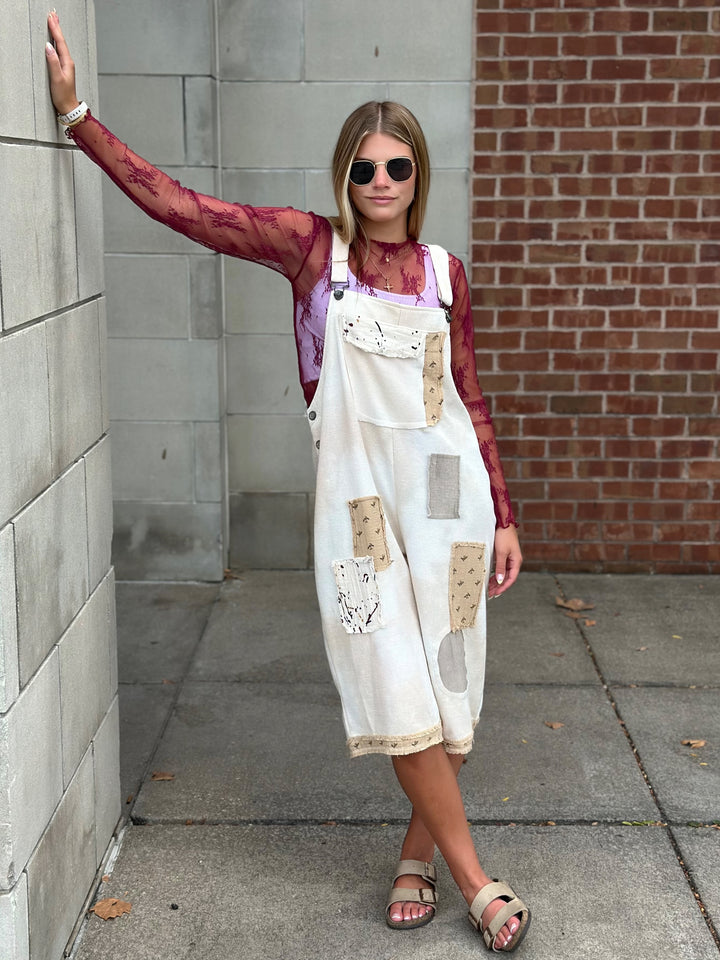 Thermal Patchwork Overalls