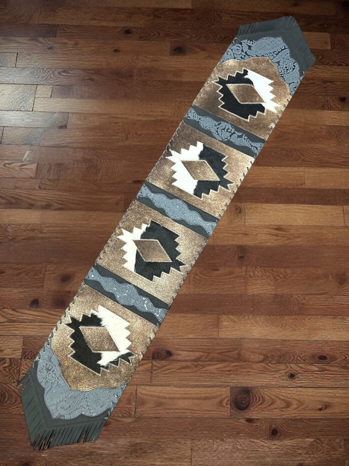 Premium Cowhide Embossed
Mesa Table Runner with Fringe