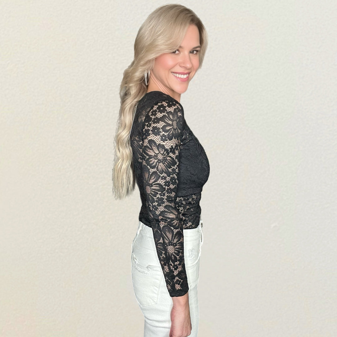 Black Swan Lace Long Sleeve Top