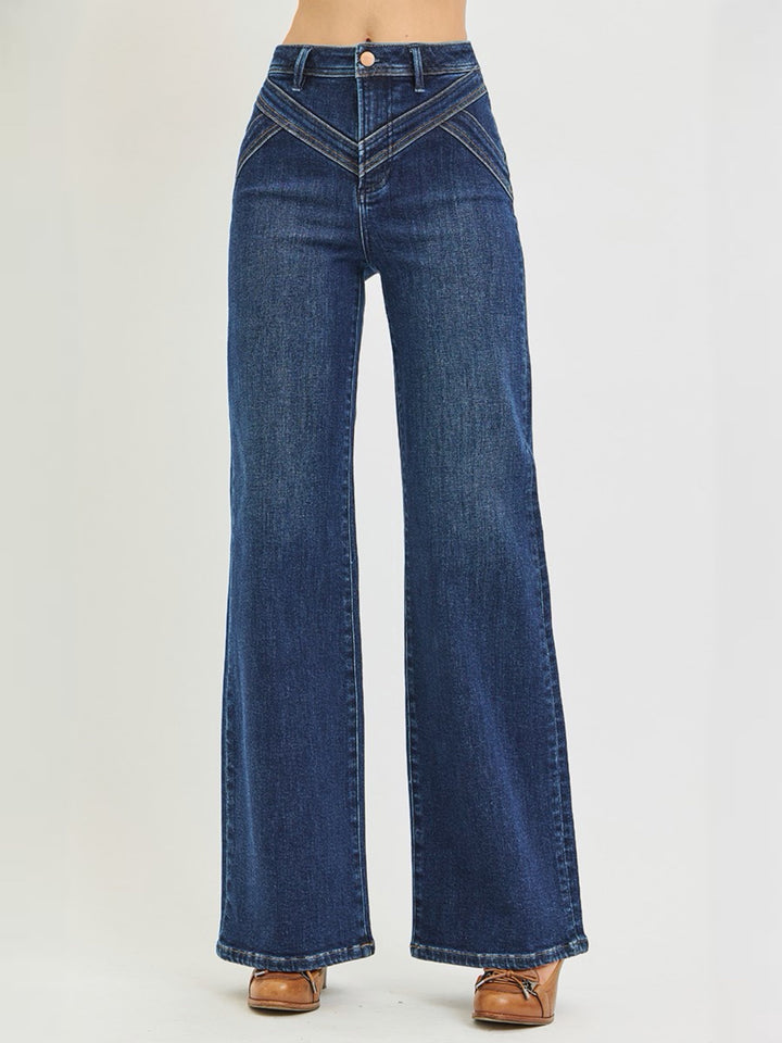 Risen Western Yoke HR Wide Leg Jeans