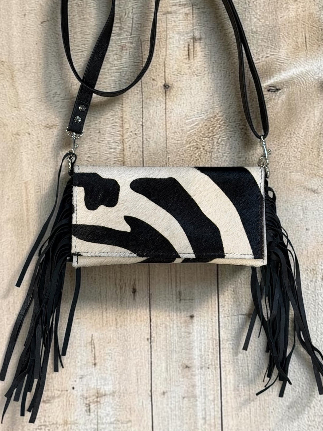 Zebra Cowhide Leather Crossbody