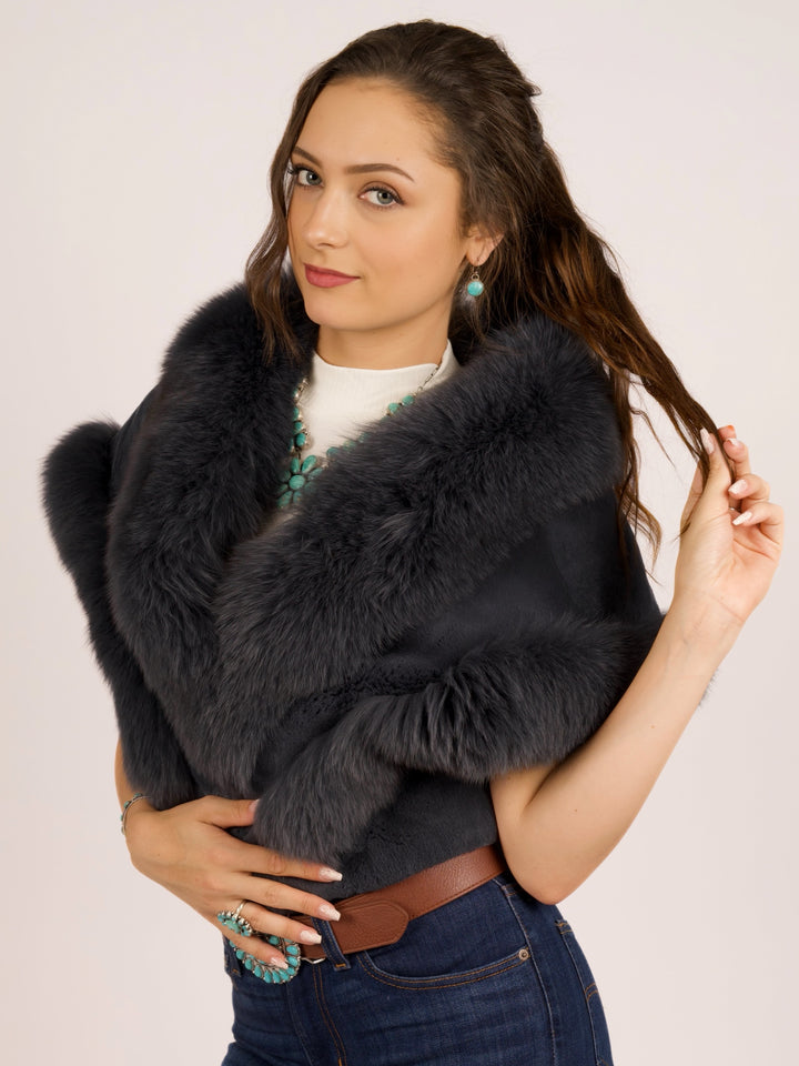 Premium Rabbit & Fox Fur Cape
