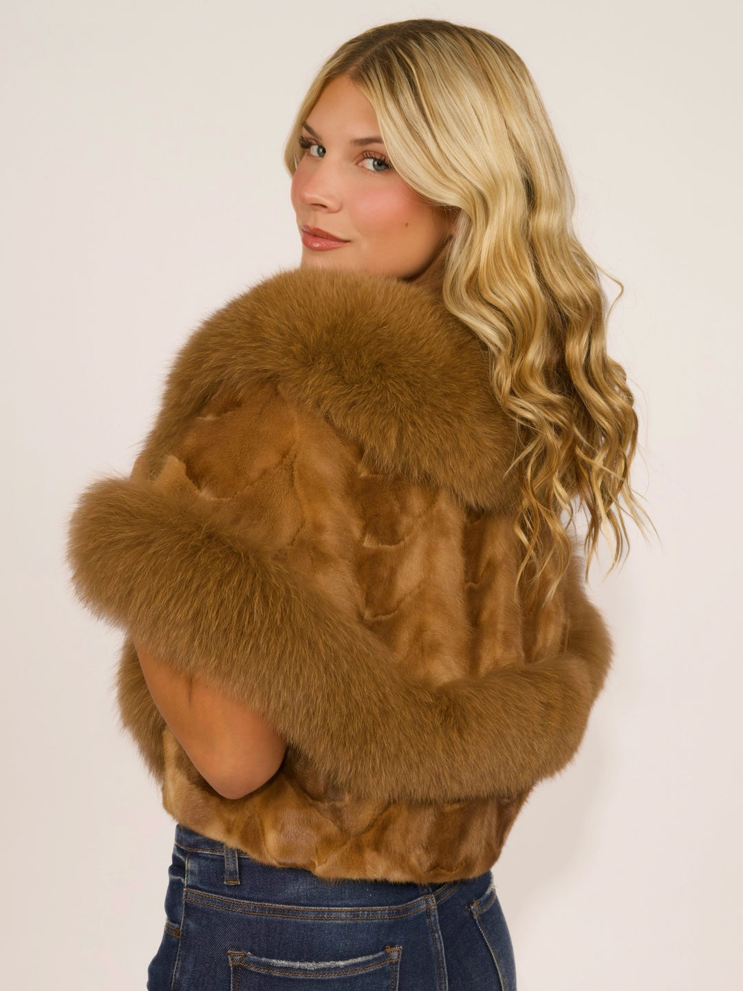 Premium Whiskey Mink & Fox Fur Cape