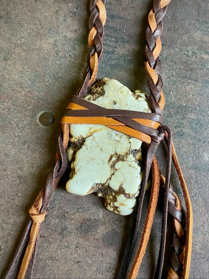Gypsy Soul Deerskin Leather w/ White Howlite Stone Necklace