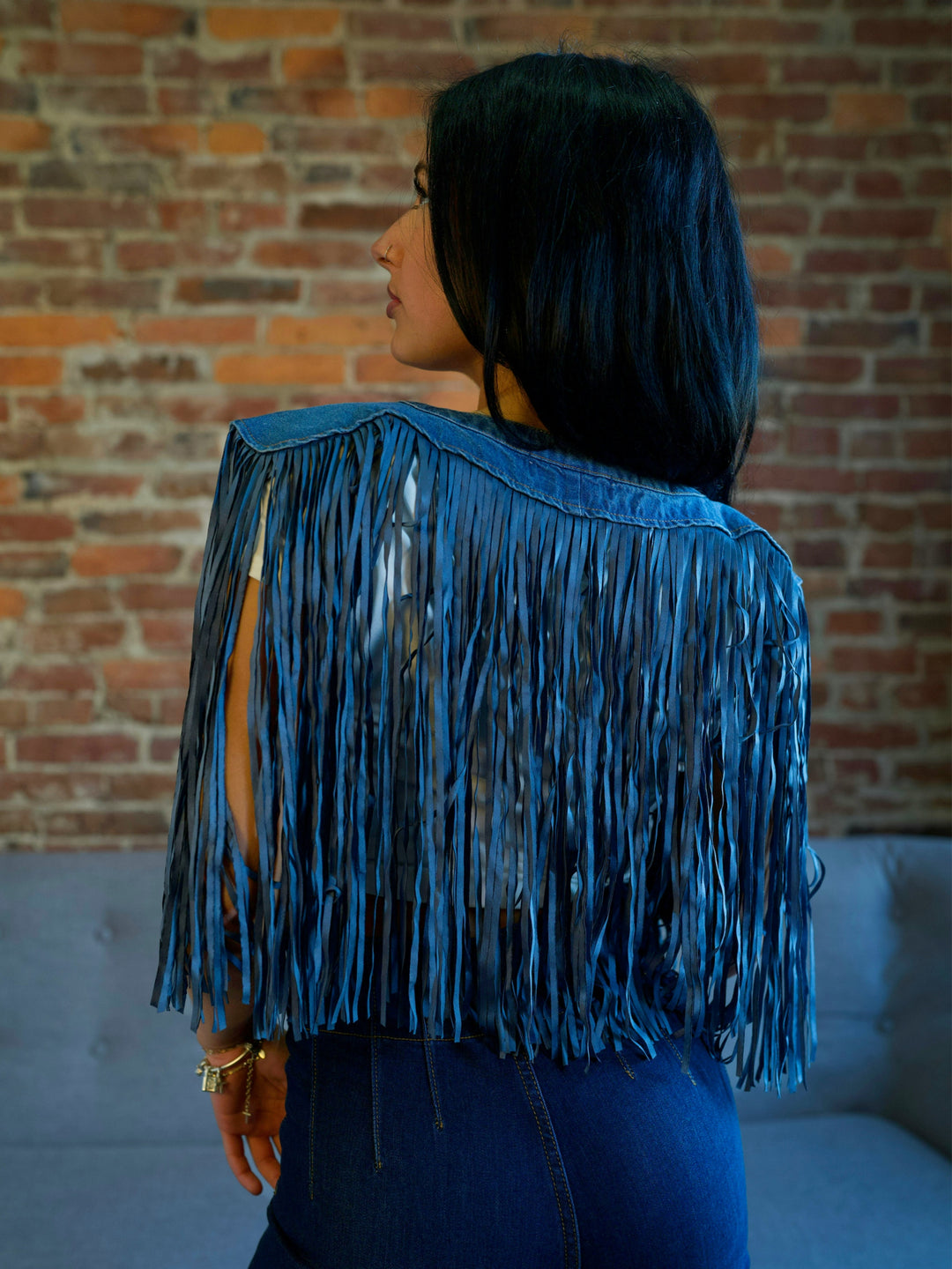 Denim Fringe Collar
