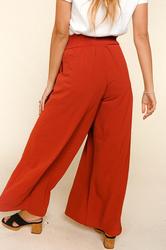 Smocked Waist Wide Leg Pants - Salt and Grace Boutique