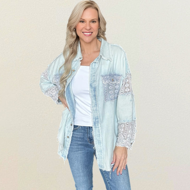 Graceful Lace Button Up Shirt - Salt and Grace Boutique