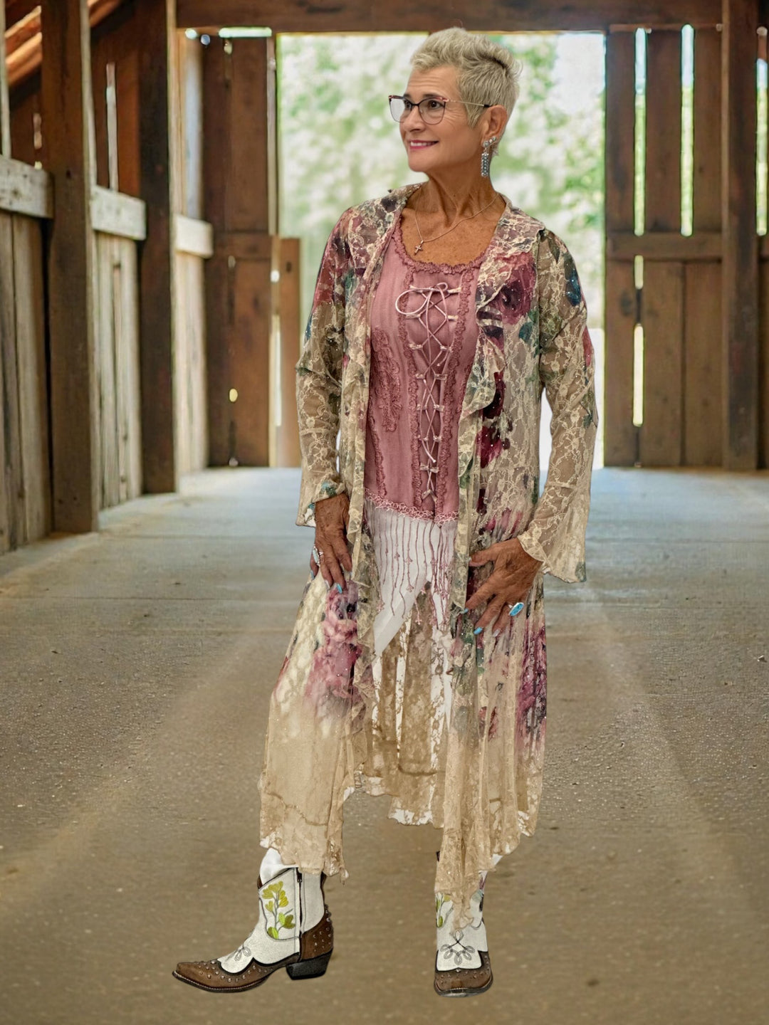 Emily Rose Rhinestone Lace Duster