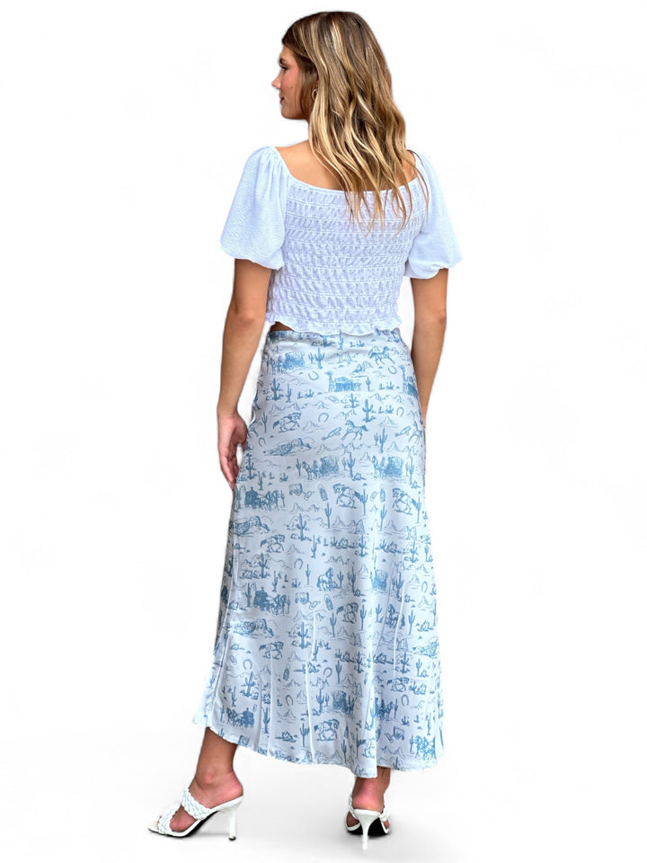 Cowgirl Chic High-Rise Elastic Waist Maxi Skirt