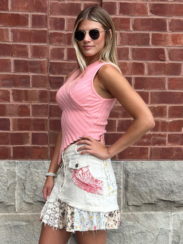 POL Playful Patchwork Mini Skirt