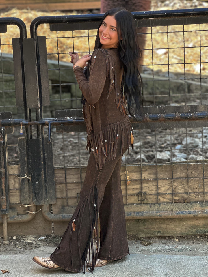 Fringe & Feather Mineral Wash Western Leggings