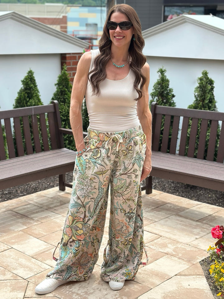 Reversible Plaid/Floral Wide Leg Boho Pants