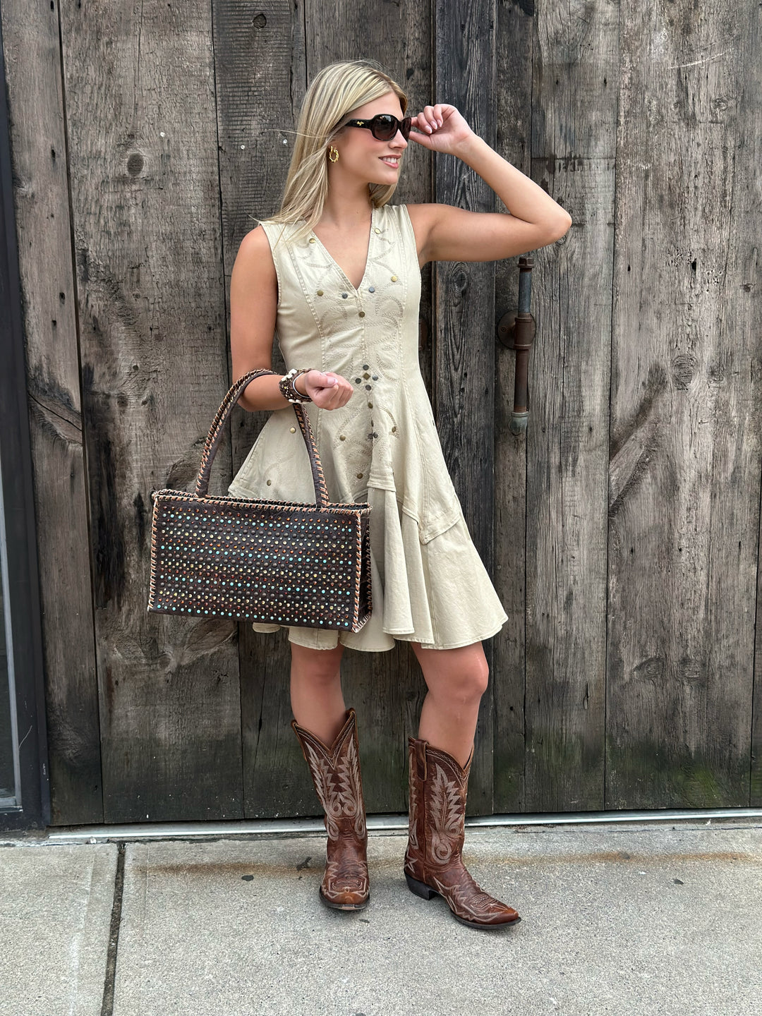 Western Stitch Flare Denim Mini Dress