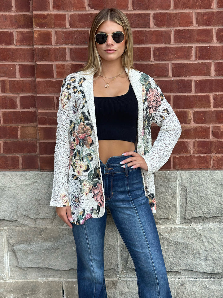 Floral Lace Sequin Blazer