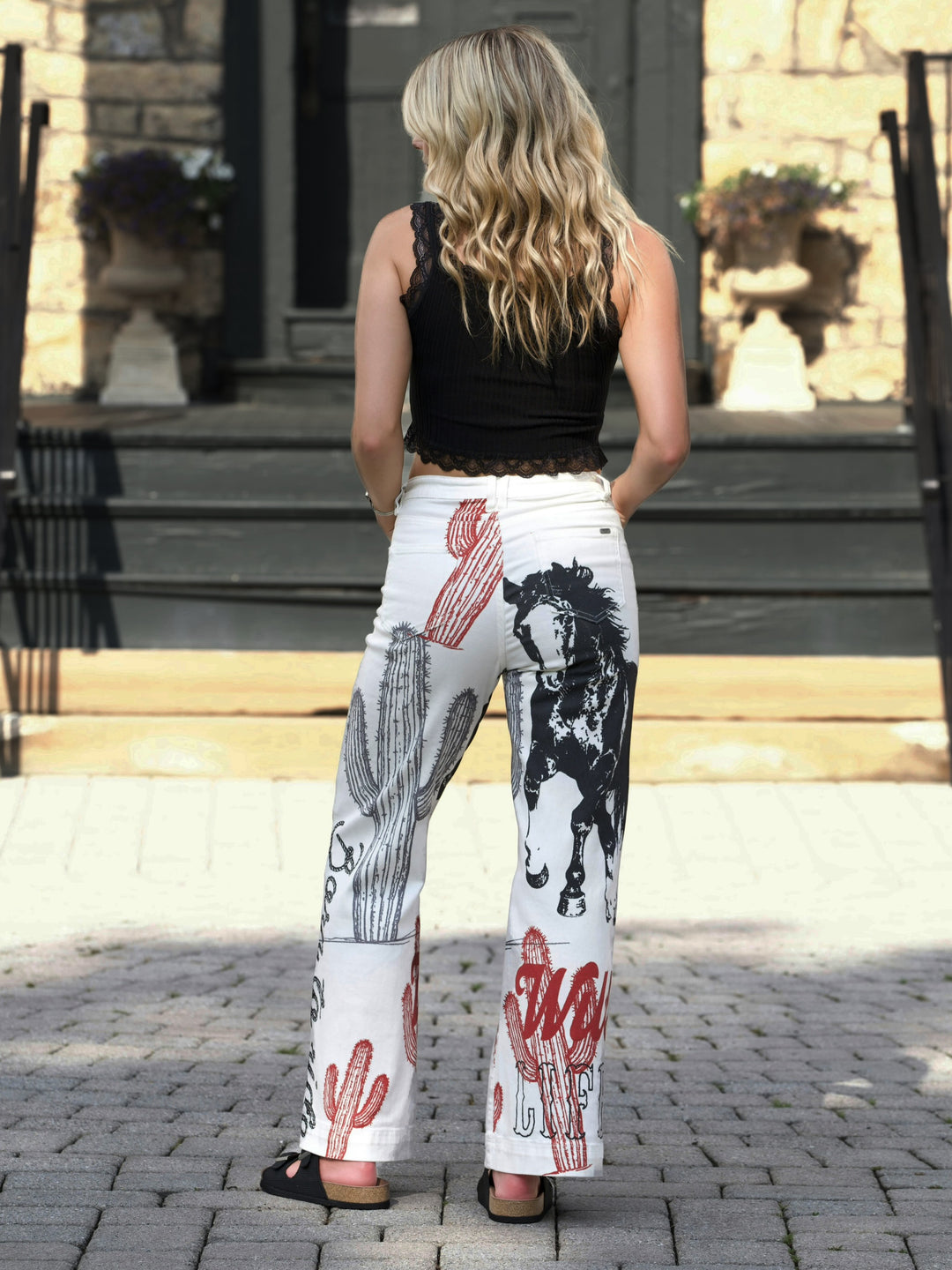 Wild West Wide Leg Graphic Print Jeans