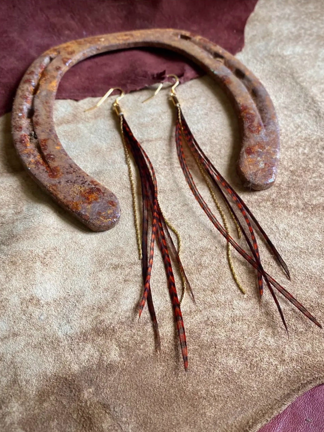 Auburn Grizzly & Brown Grizzly/Gold Earrings