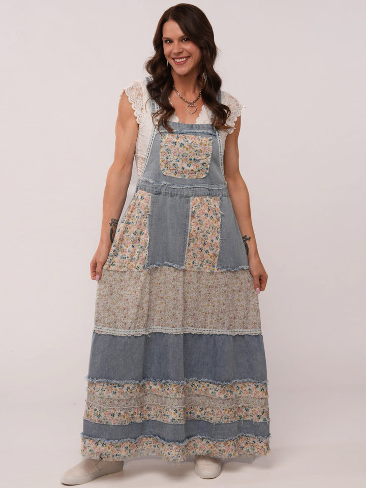 POL Denim Overall Maxi Dress