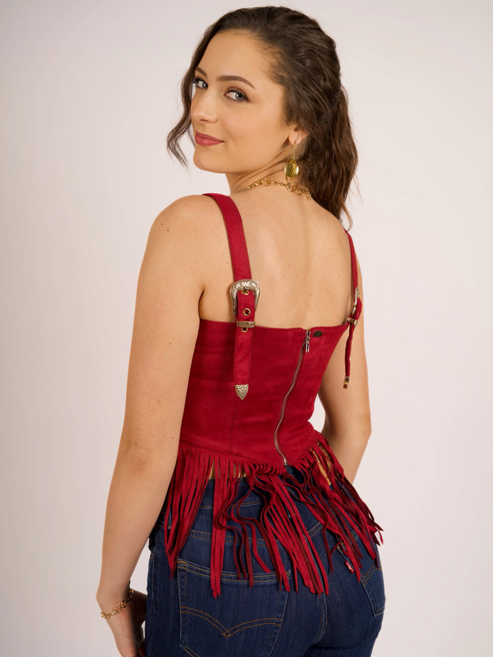 Fringe Horse-Bit Corset Tank Top