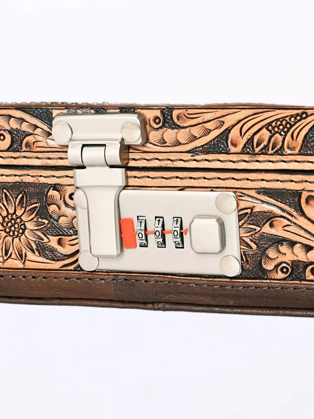 Royal Tooled Leather Locking Jewelry Box
