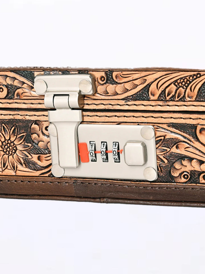 Royal Tooled Leather Locking Jewelry Box