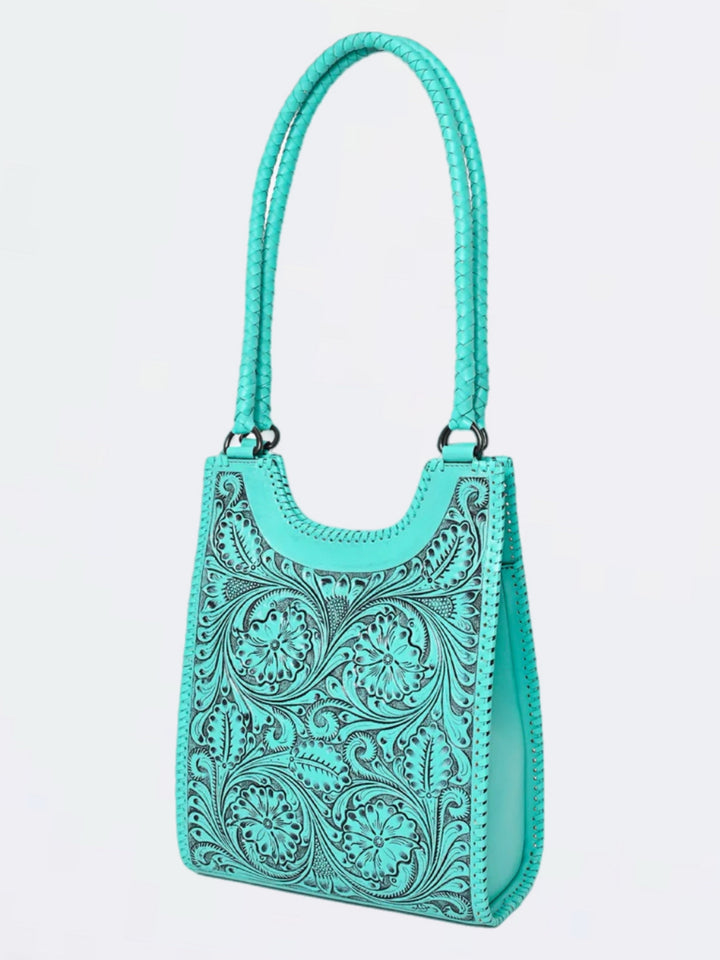 The Turquoise Masterpiece Hand Tooled Leather Handbag