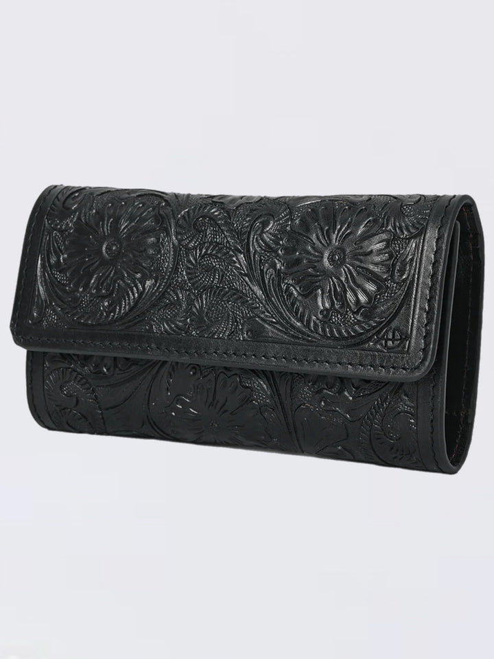 Eclipse Black Tri-Fold Leather Wallet