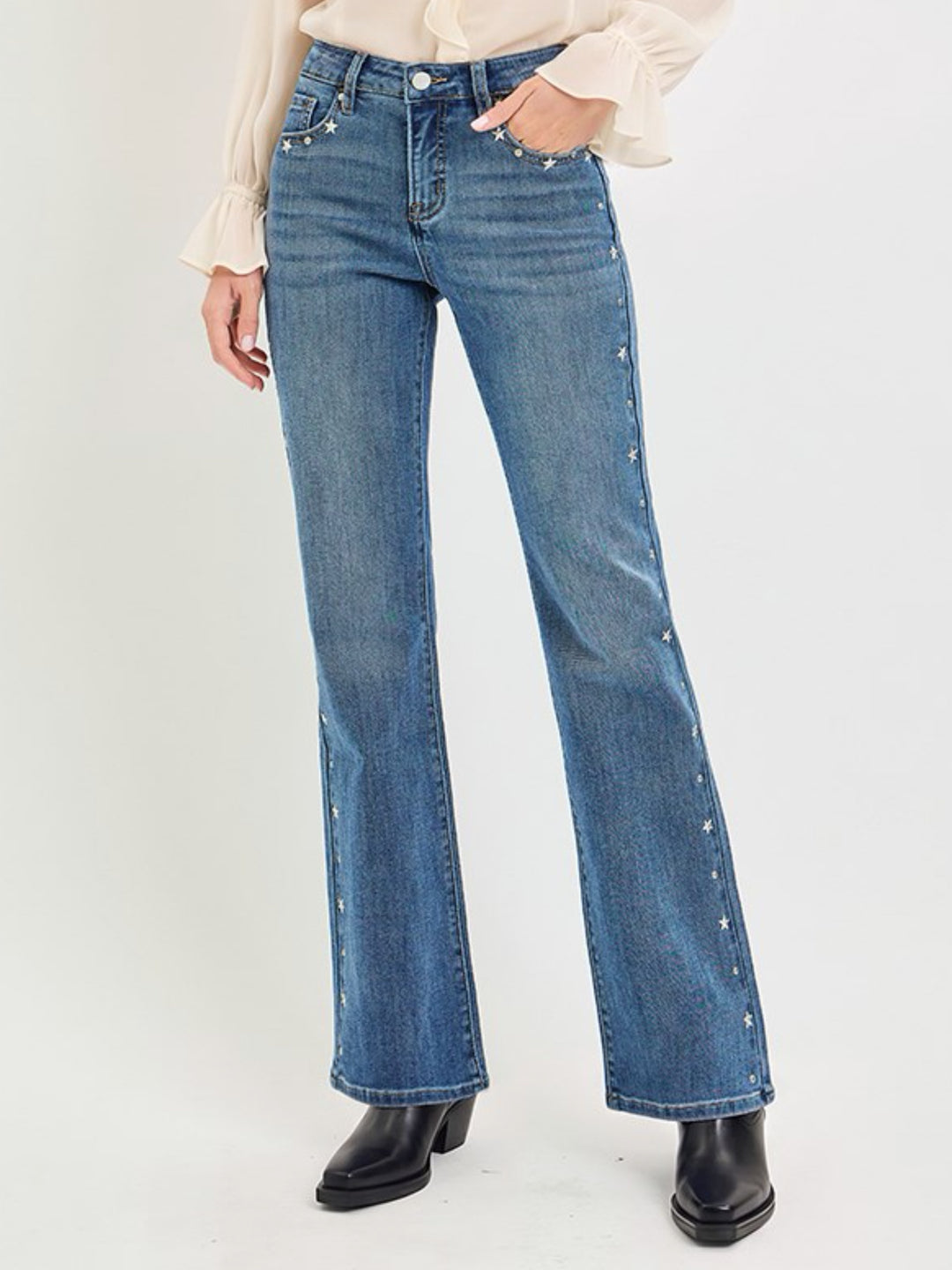 Risen Tummy Control Star Studded Bootcut Jeans
