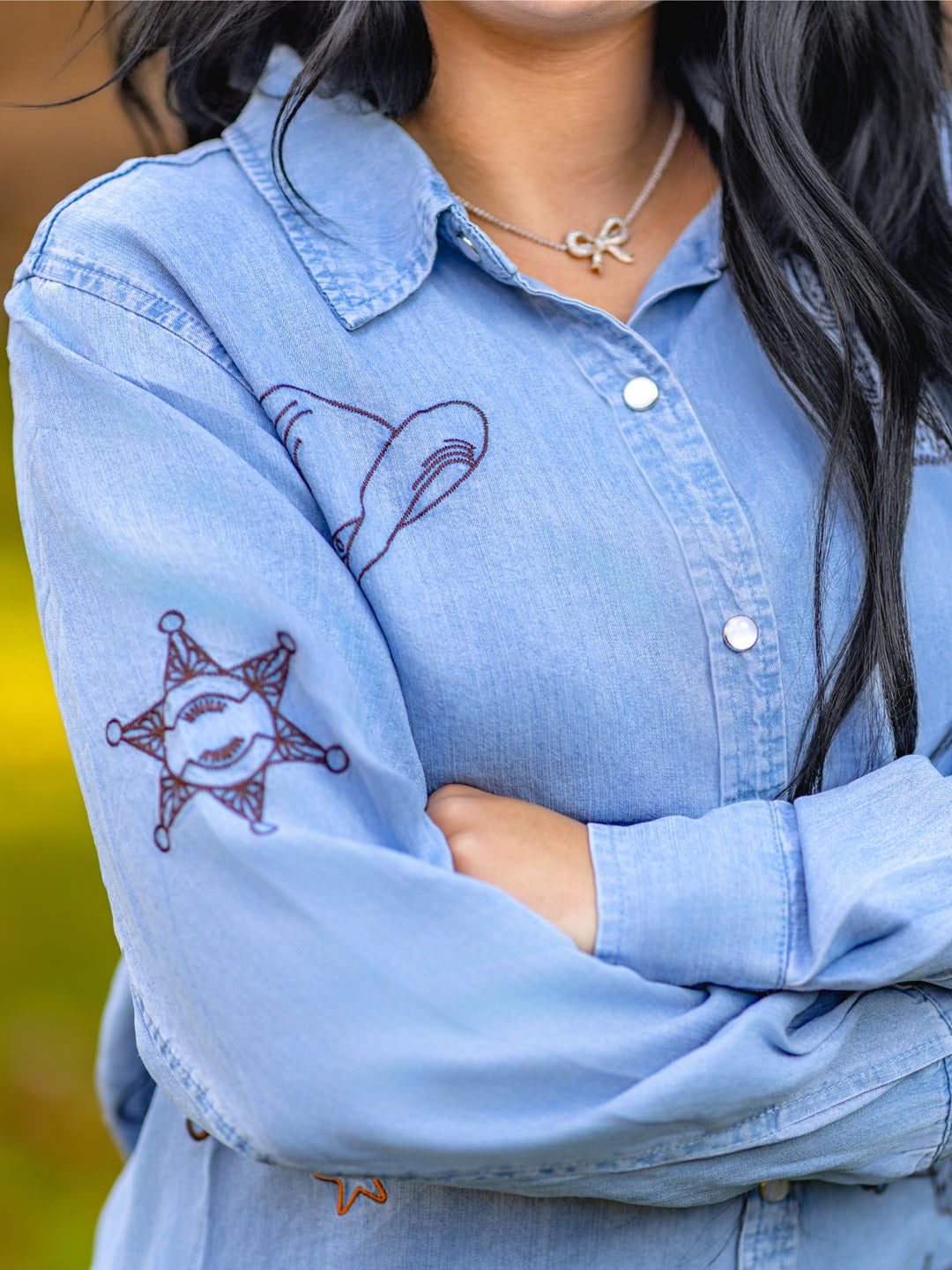 Retro Cowgirl Pearl Snap Western Blouse