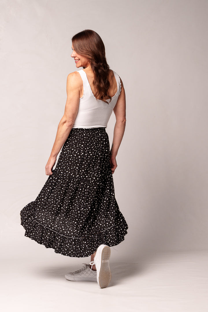 Tiered Elegance High Low Midi Skirt