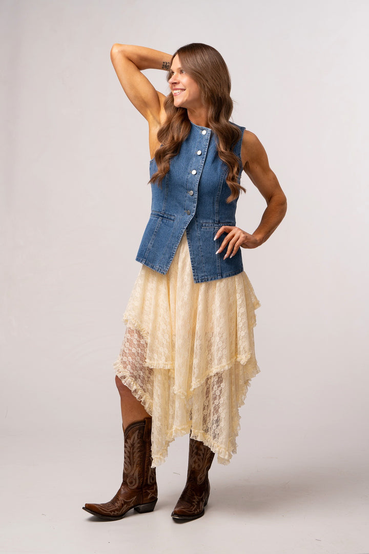 Keep it Country Lace Tiered Midi Skirt