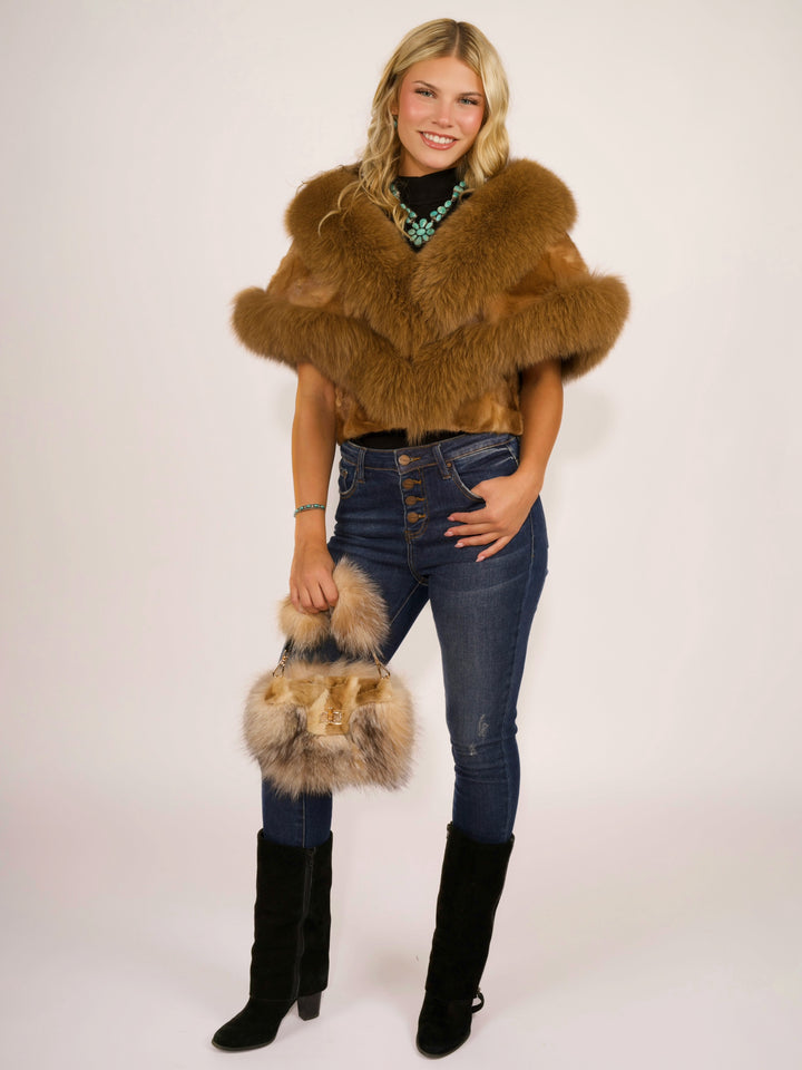 Premium Whiskey Mink & Fox Fur Cape