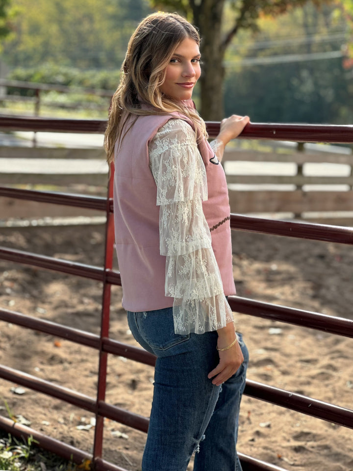 Ruffle Sleeve Lace Layering Top