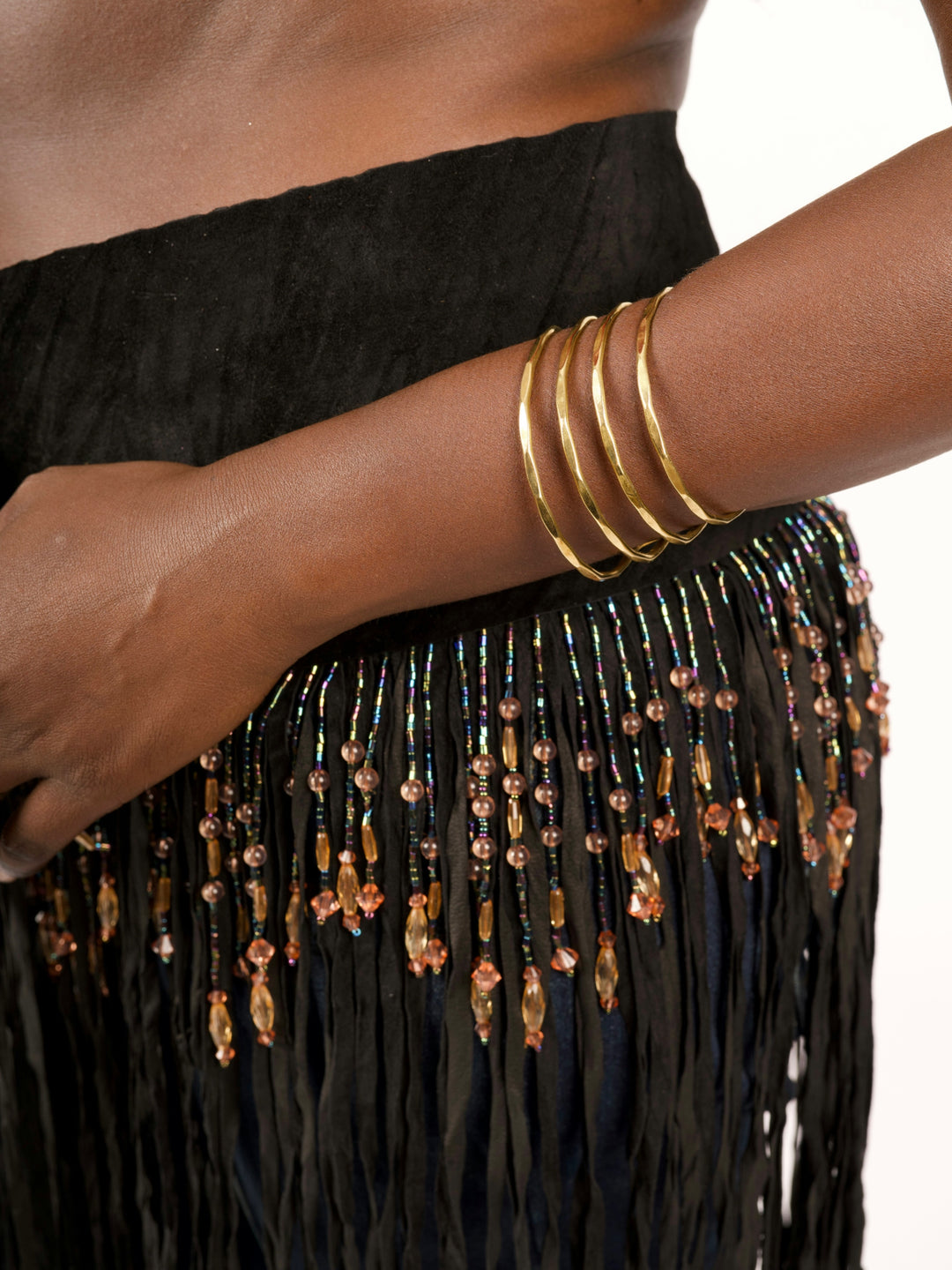 Long Suede Fringe Western Belt with Iridescent Beading by Pat Dahnke
