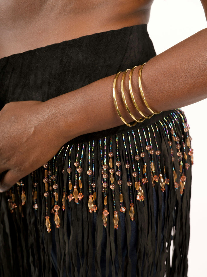 Long Suede Fringe Western Belt with Iridescent Beading by Pat Dahnke