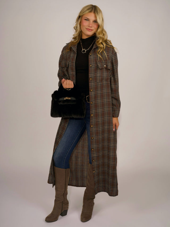 Urban Harvest Plaid Longline Lightweight Jacket