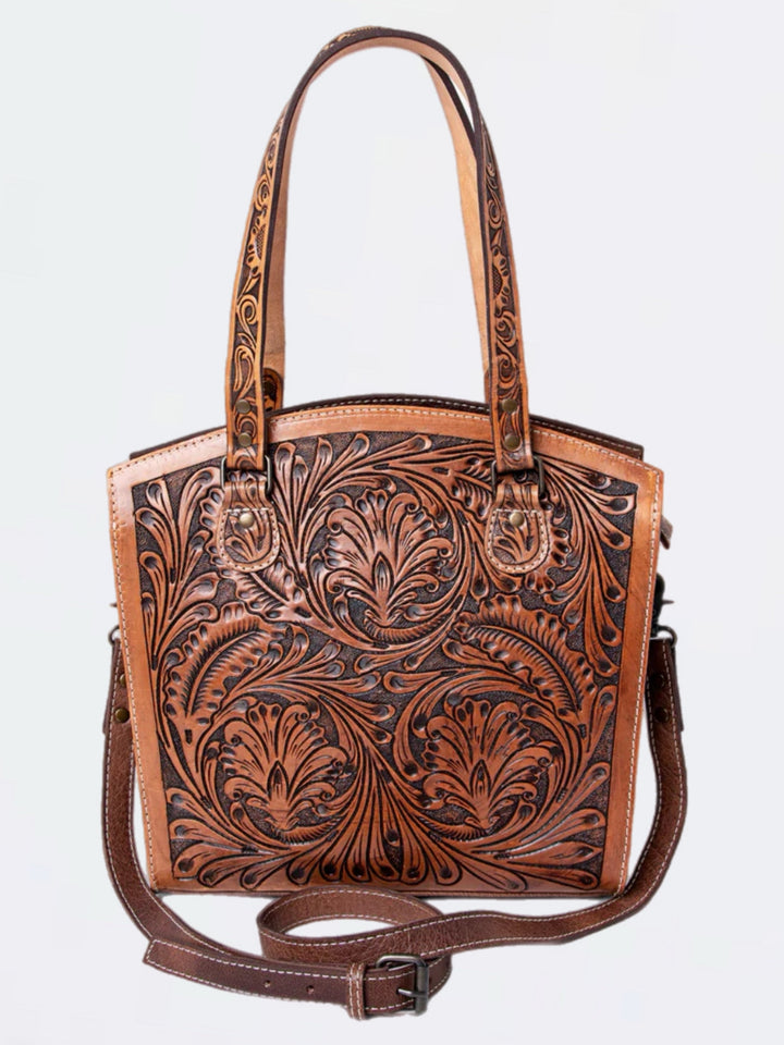 Frontier Elegance Hand-Tooled Leather Tote