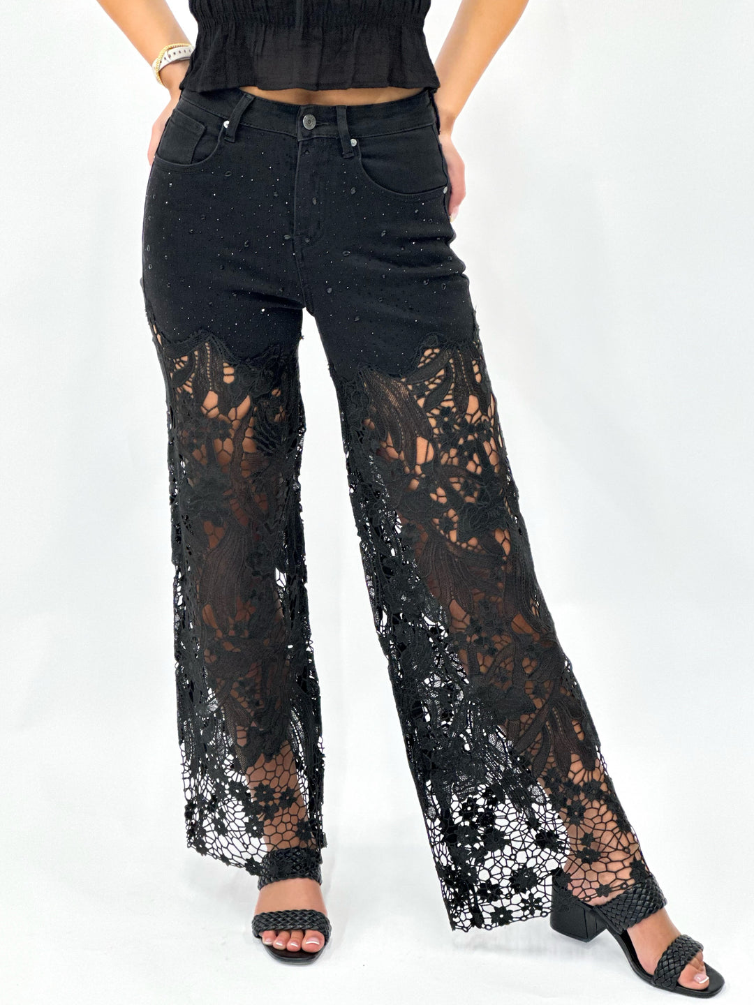 Eliza High Rise Lace Jeans