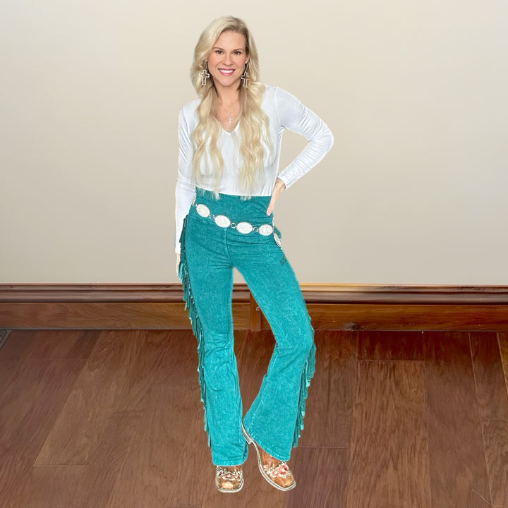 High Waist Chic Fringe Leggings - Salt and Grace Boutique