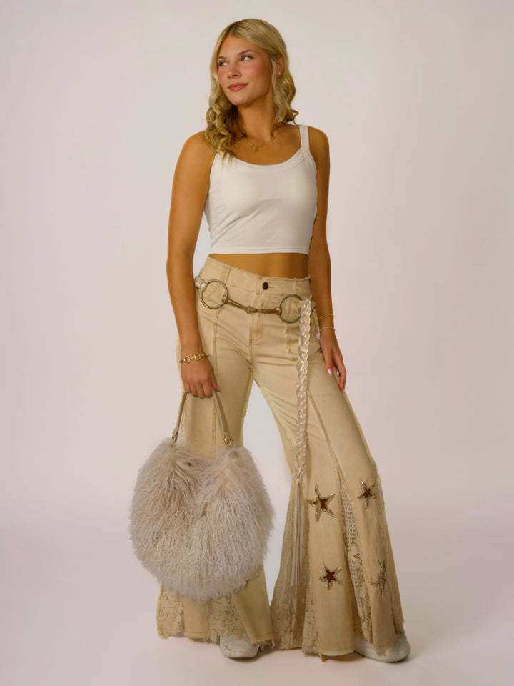 Boho Glam Rhinestone Star Flare Pants