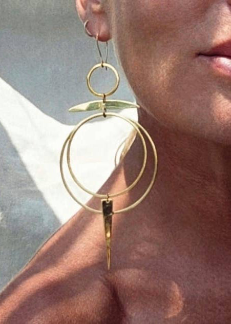 Brass Hoop Light Chandelier Earrings