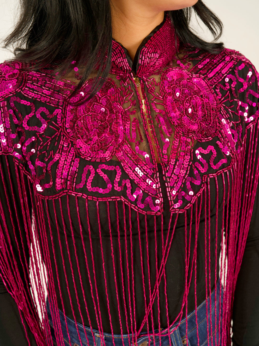Hot Pink Beaded Cape