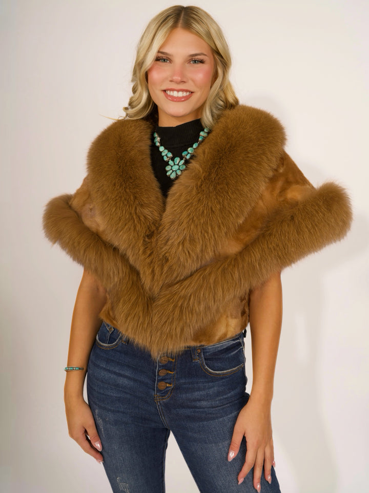 Premium Whiskey Mink & Fox Fur Cape