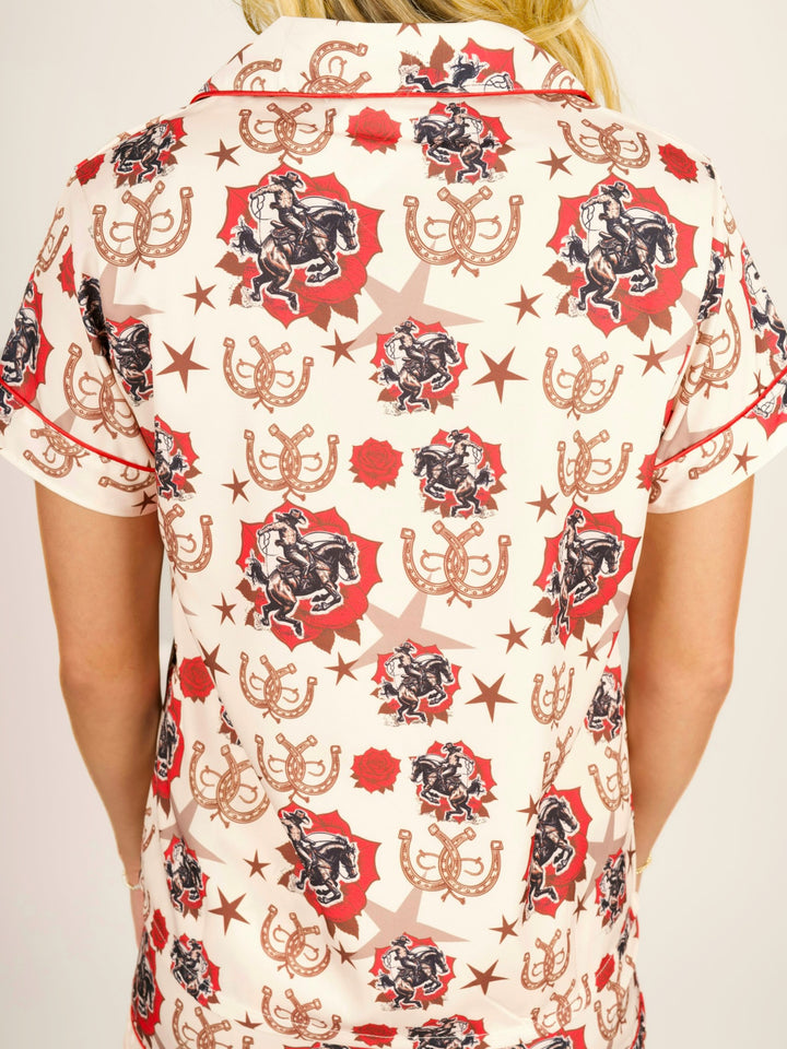 Western Print Shorts Lounge Set