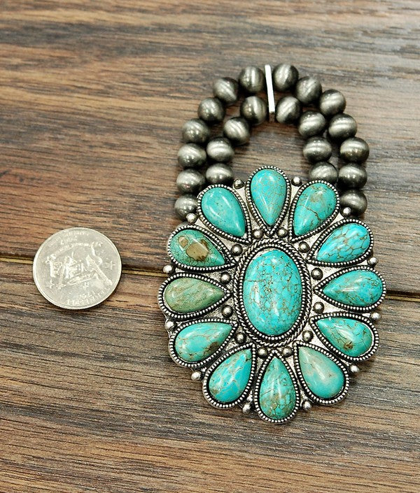 Large Navajo Turquoise Stretch Bracelet