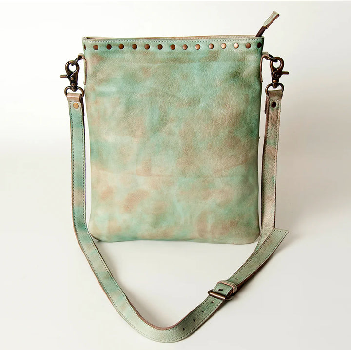 Amelia’s Aqua Leather Crossbody Purse