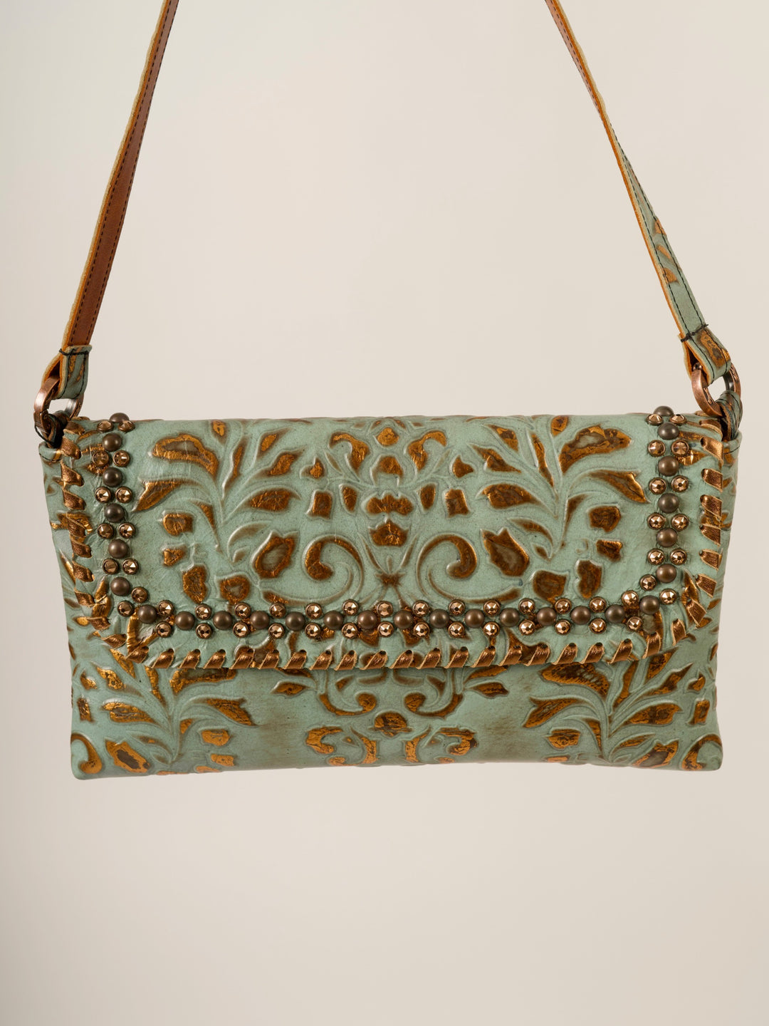 Kurtmen Turquoise Large Crystal Clutch Bag