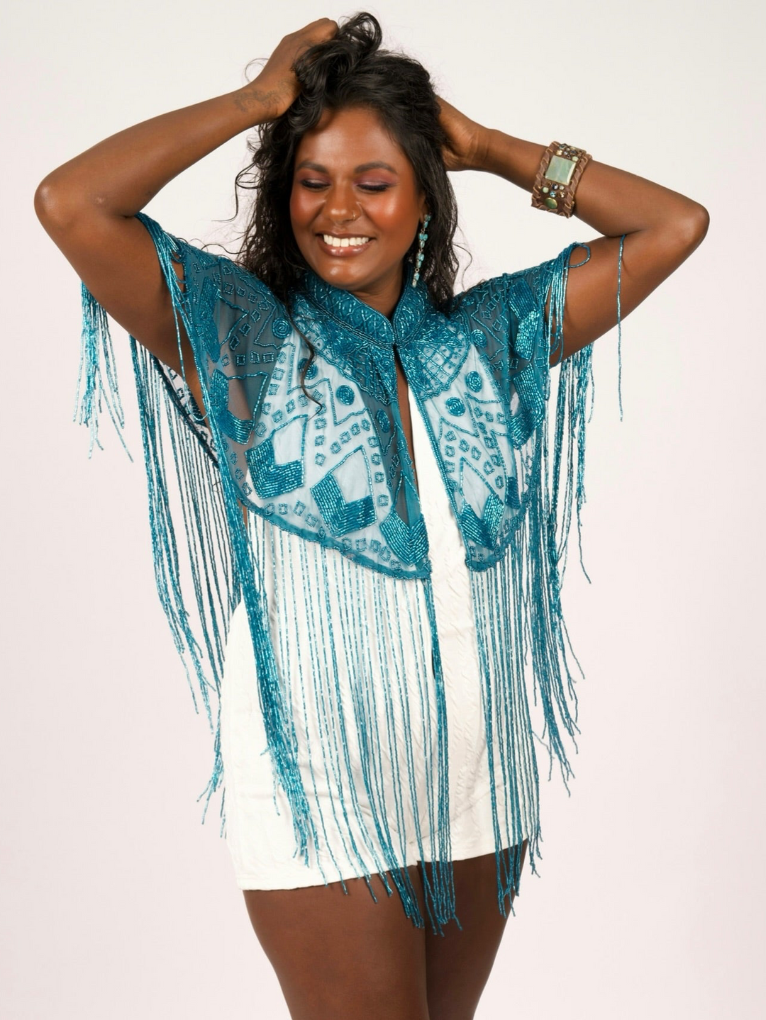 Turquoise Beaded Cape