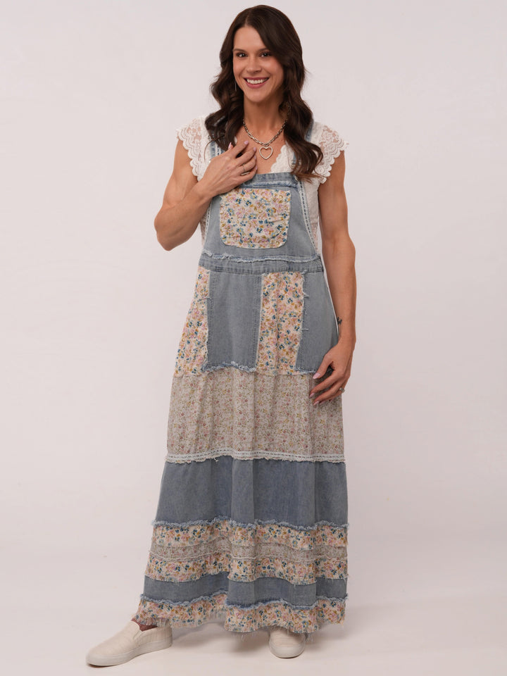 POL Denim Overall Maxi Dress