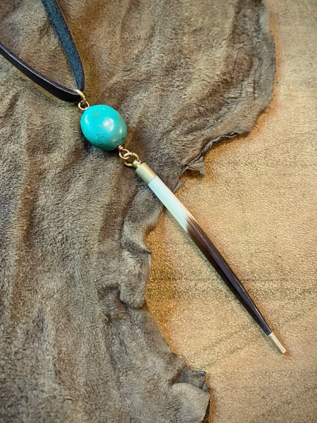 Porcupine Quill & Turquoise Necklace
